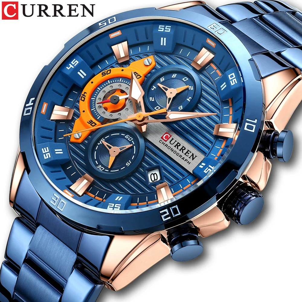 Men's Alloy Case Stainless Steel Band Round Dial Quartz Business Watch - Image 5