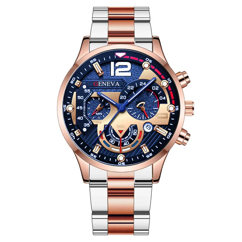 Men's Alloy Case Stainless Steel Band Round Dial Quartz Sport Luminous Leisure Watch - Image 13