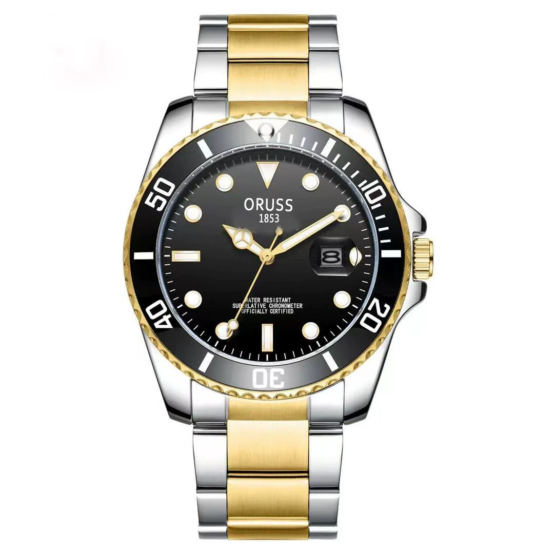 Men's Alloy Case Stainless Steel Strap Round Dial Luminous Waterproof Business Style Automatic Nonmechanical Watch - Image 2