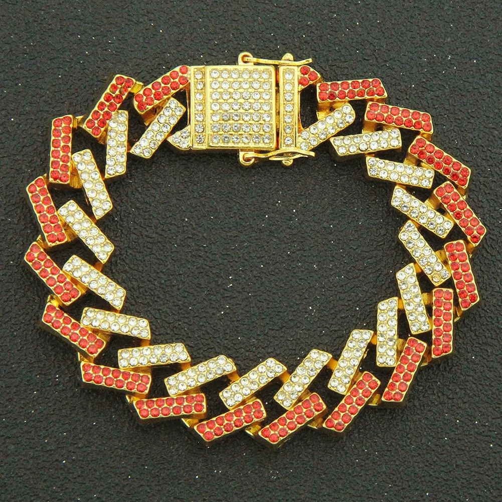 Men's Alloy Cuban Chain Bracelet With Diamond And Geometric Design Hiphop Style Magnet Buckle - Image 10