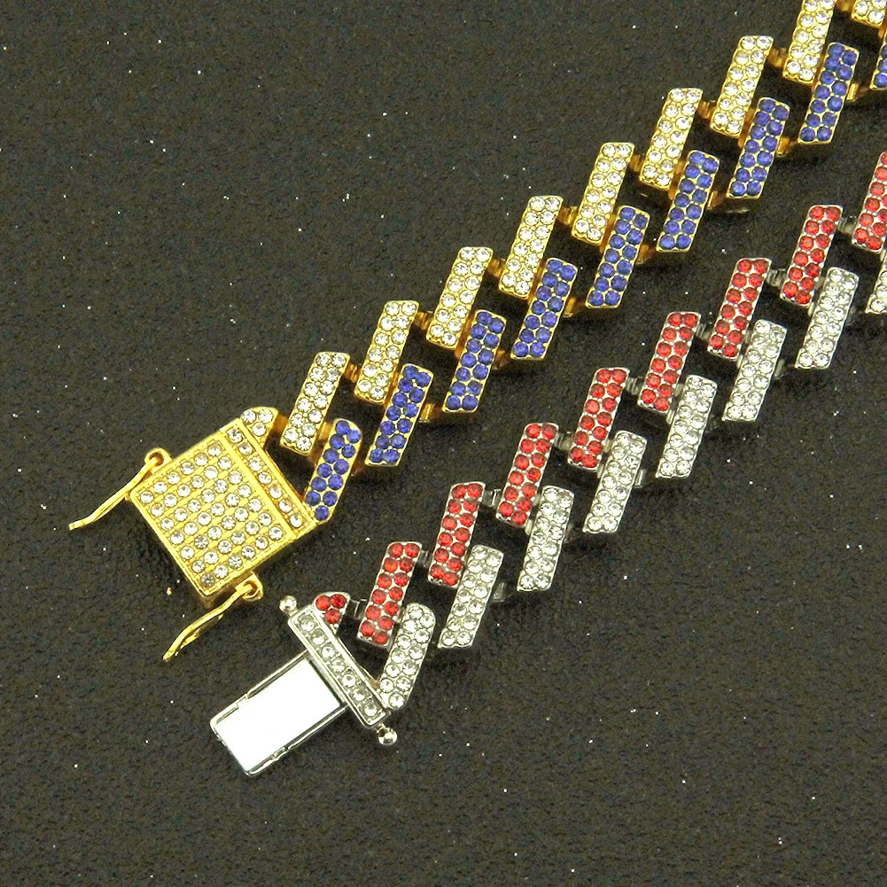 Men's Alloy Cuban Chain Bracelet With Diamond And Geometric Design Hiphop Style Magnet Buckle - Image 3