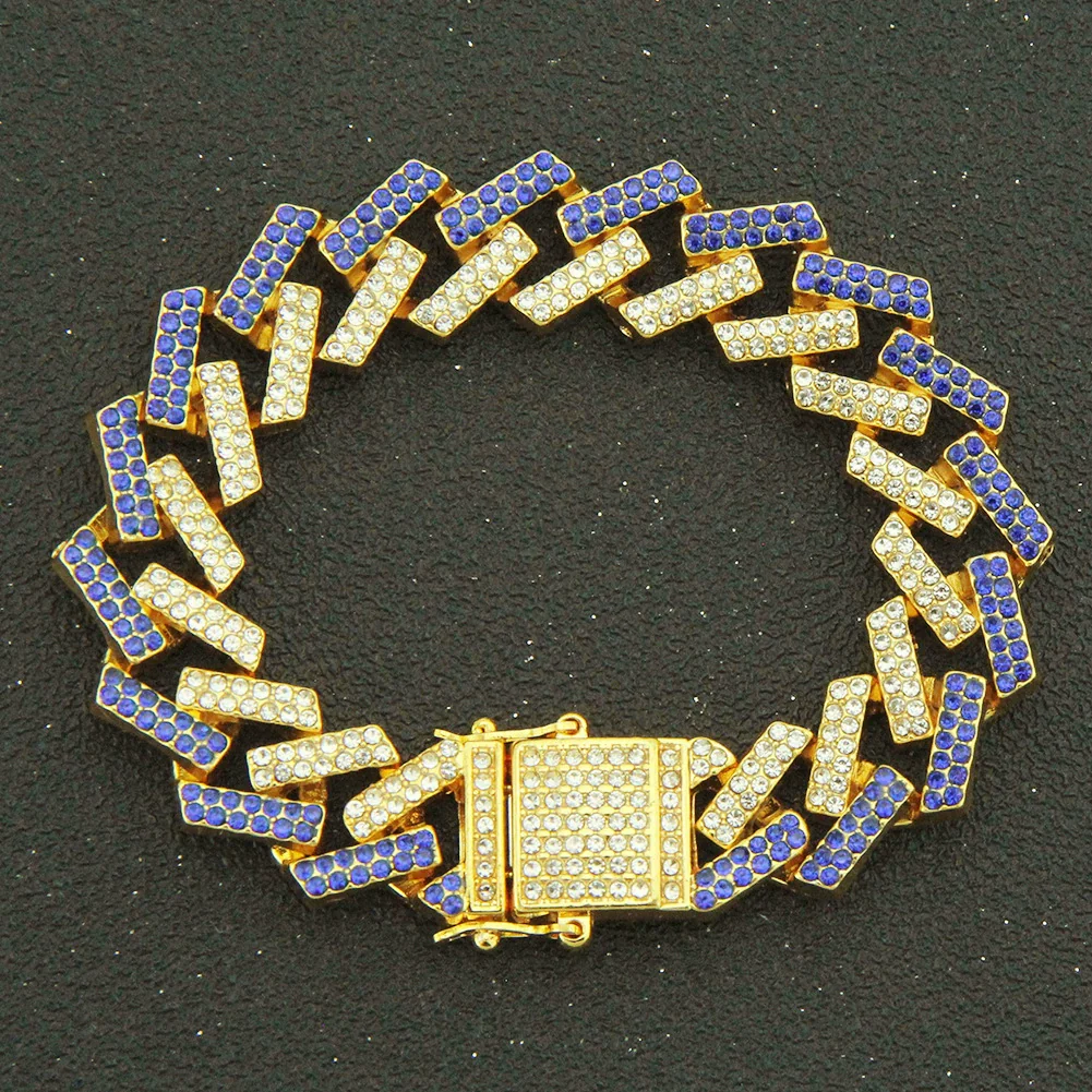 Men's Alloy Cuban Chain Bracelet With Diamond And Geometric Design Hiphop Style Magnet Buckle - Image 8