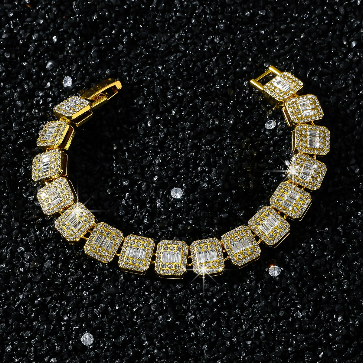 Men's Alloy Cuban Chain Hiphop Geometric Diamond Stitching Necklace - Image 10