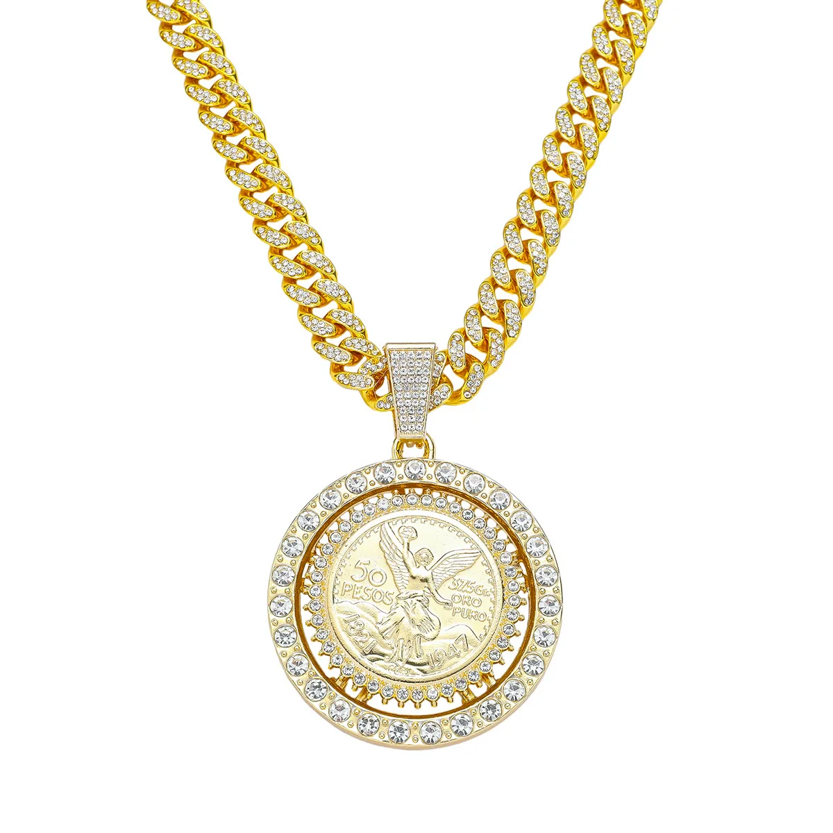 Men's Alloy Cuban Chain Hiphop Style Angel Pendant Necklace With Cartoon Characters And Electroplating - Image 5