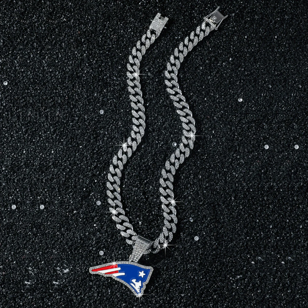 Men's Alloy Cuban Chain Hiphop Style Geometric American Flag Eagle Beak Pendant Necklace With Electroplating - Image 3