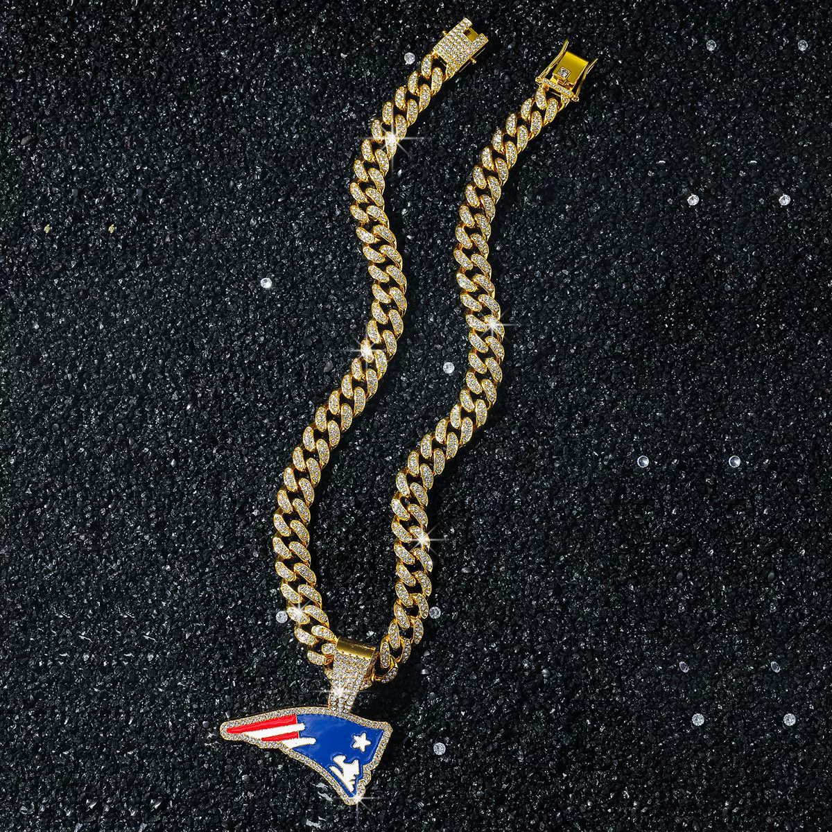 Men's Alloy Cuban Chain Hiphop Style Geometric American Flag Eagle Beak Pendant Necklace With Electroplating - Image 4