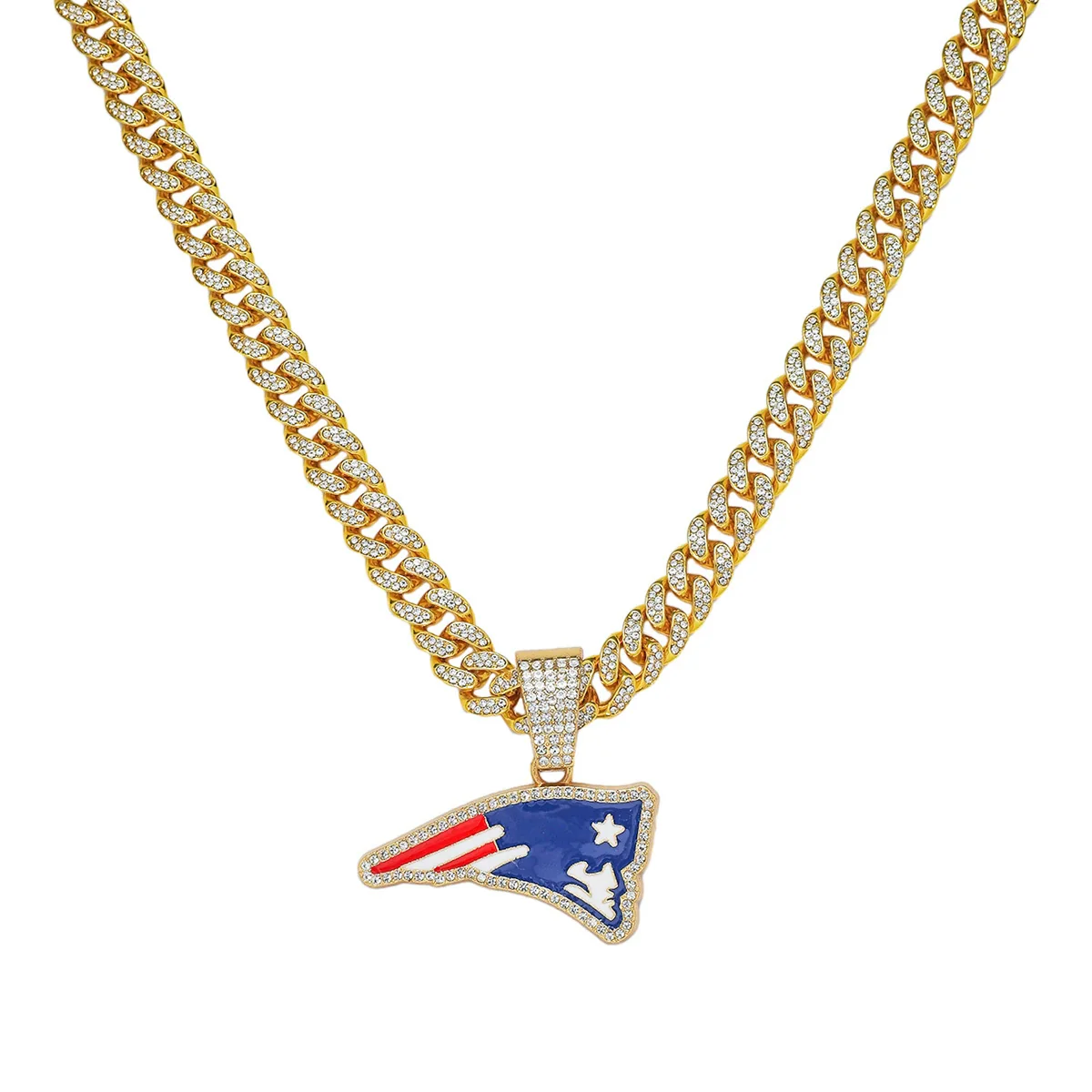 Men's Alloy Cuban Chain Hiphop Style Geometric American Flag Eagle Beak Pendant Necklace With Electroplating - Image 5