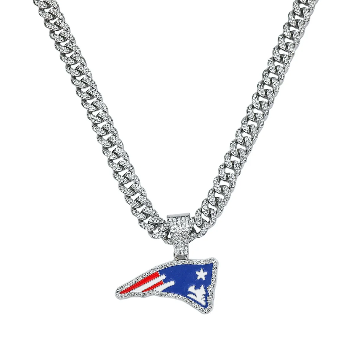 Men's Alloy Cuban Chain Hiphop Style Geometric American Flag Eagle Beak Pendant Necklace With Electroplating - Image 7