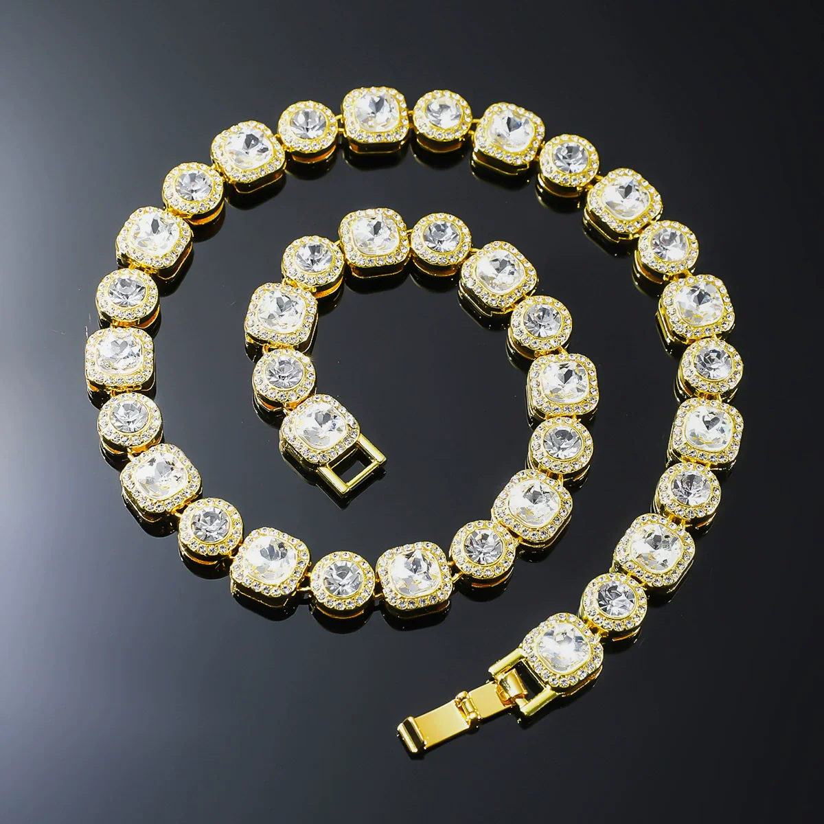 Men's Alloy Cuban Chain Jewelry With Geometric Pattern And Diamond Design Punk Style - Image 10