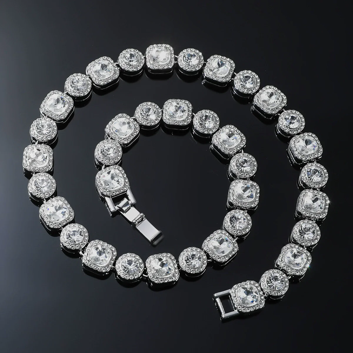 Men's Alloy Cuban Chain Jewelry With Geometric Pattern And Diamond Design Punk Style - Image 11