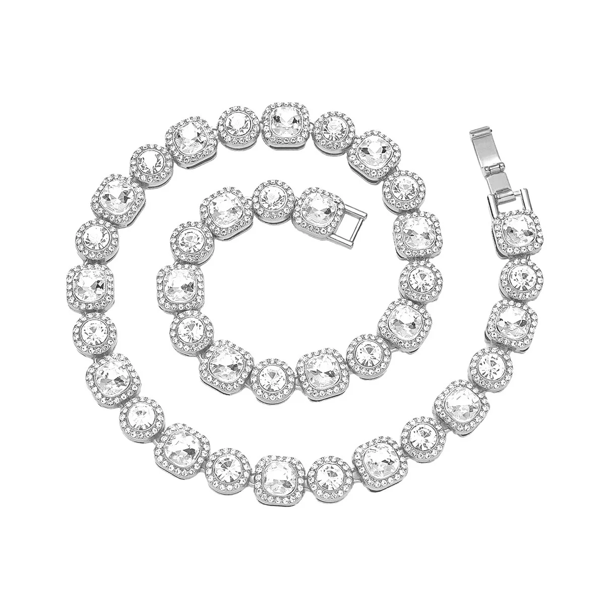 Men's Alloy Cuban Chain Jewelry With Geometric Pattern And Diamond Design Punk Style - Image 5