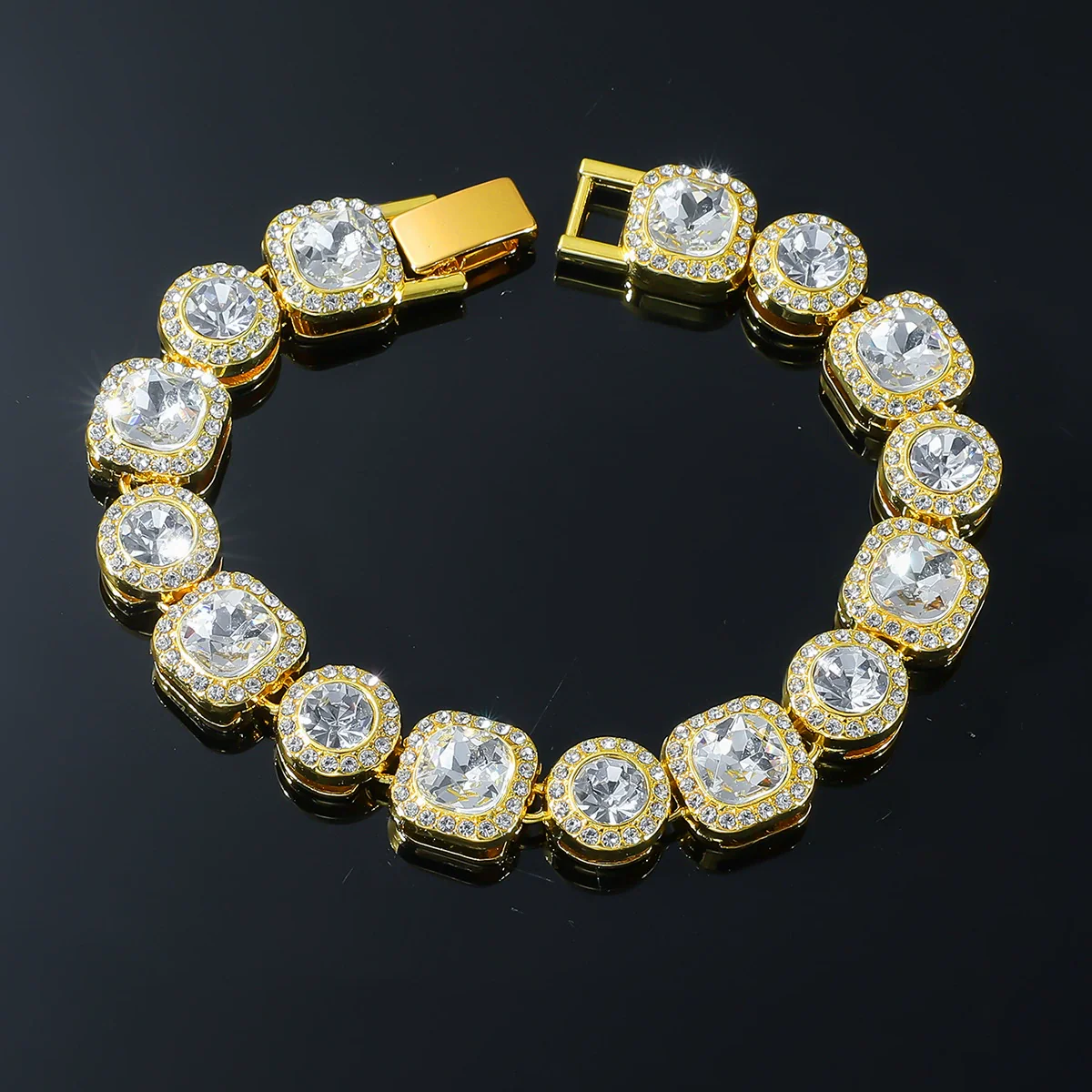 Men's Alloy Cuban Chain Jewelry With Geometric Pattern And Diamond Design Punk Style - Image 6