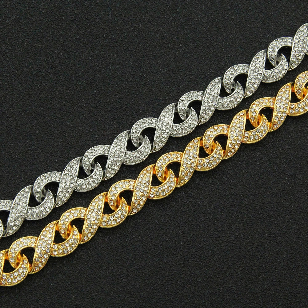 Men's Alloy Cuban Chain Necklace With Diamond And Geometric Design Hip Hop Style - Image 3