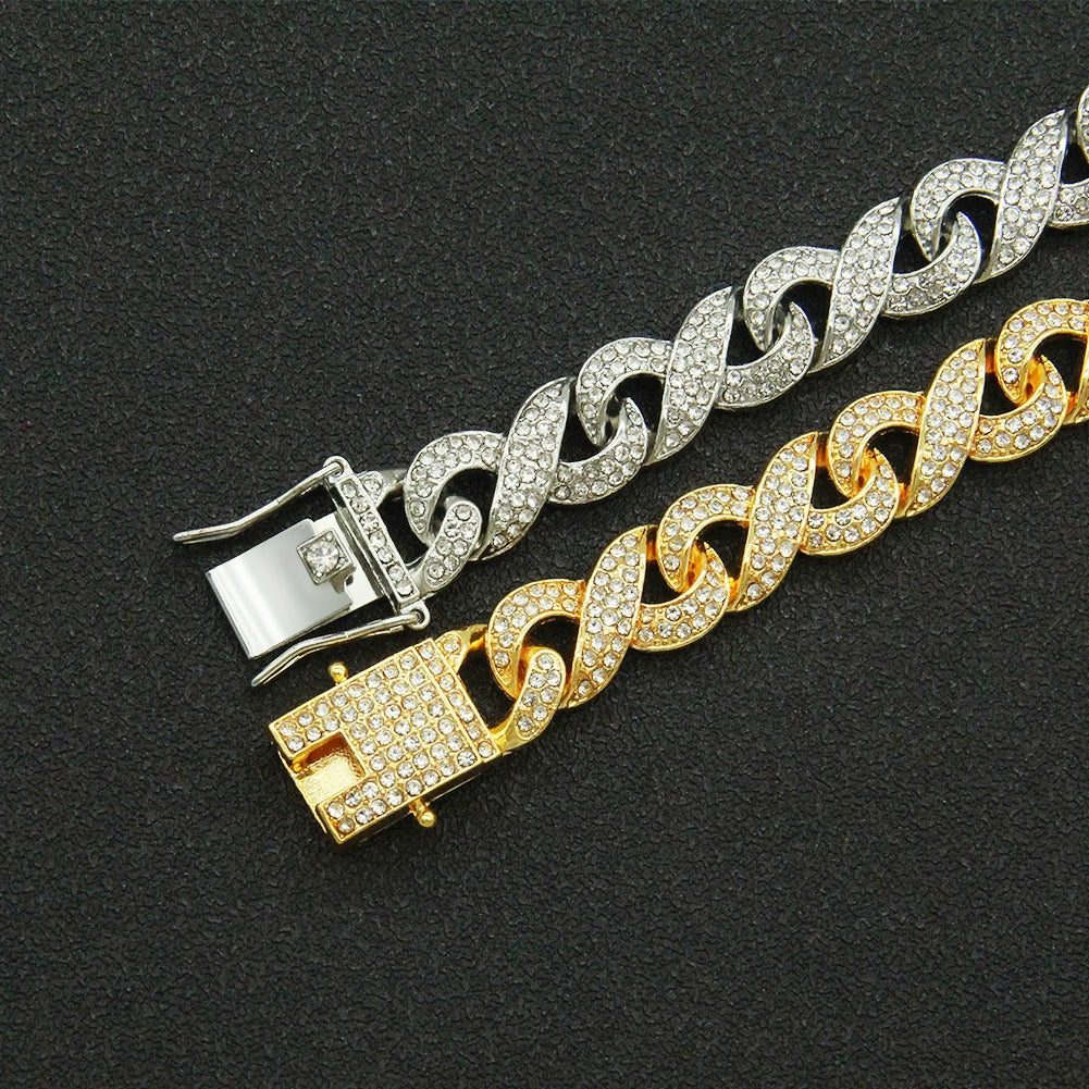 Men's Alloy Cuban Chain Necklace With Diamond And Geometric Design Hip Hop Style - Image 4