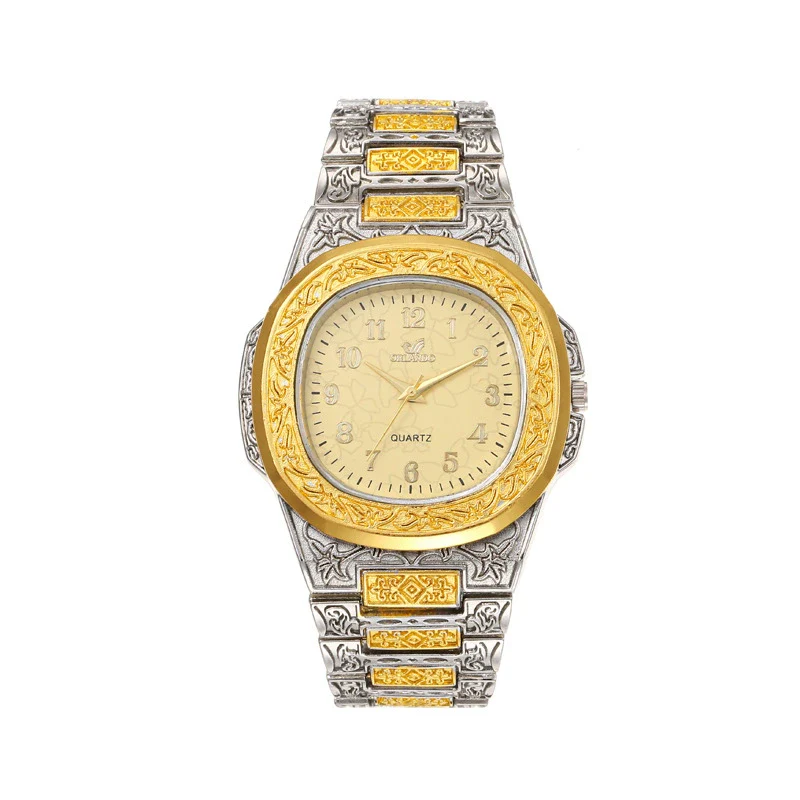 Men's Alloy Fashion Hip Hop Cool Carved Square Dial Quartz Watch - Image 4