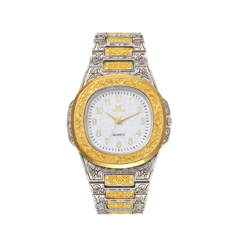 Men's Alloy Fashion Hip Hop Cool Carved Square Dial Quartz Watch - Image 5