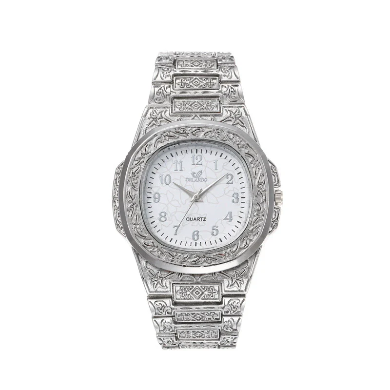 Men's Alloy Fashion Hip Hop Cool Carved Square Dial Quartz Watch - Image 8