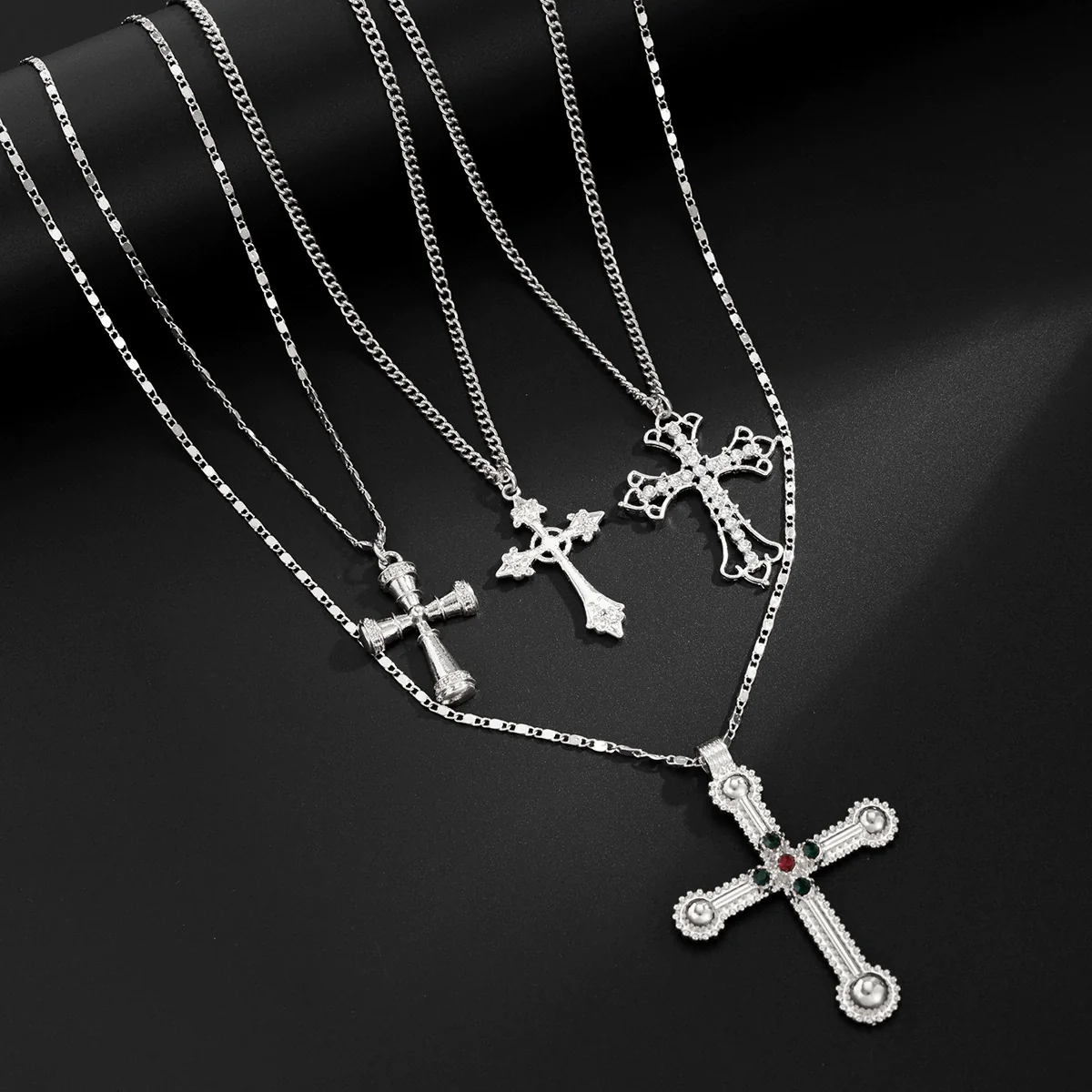 Men's Alloy Geometric Cross Handmade Necklace - Image 4