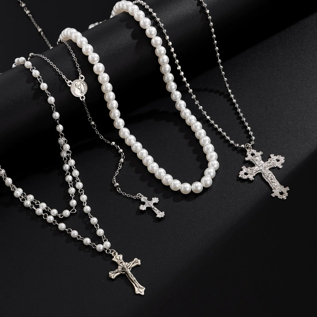 Men's Alloy Geometric Cross Handmade Pendant Necklace Jewelry - Image 4