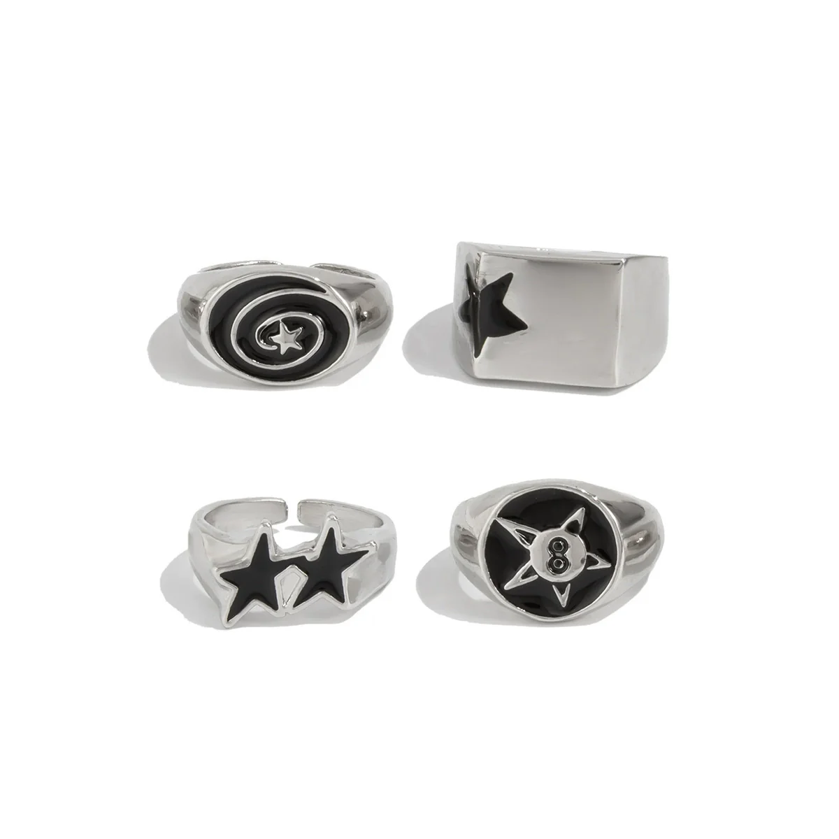 Men's Alloy Geometric Fivepointed Star Hiphop Ring Set Electroplated - Image 5