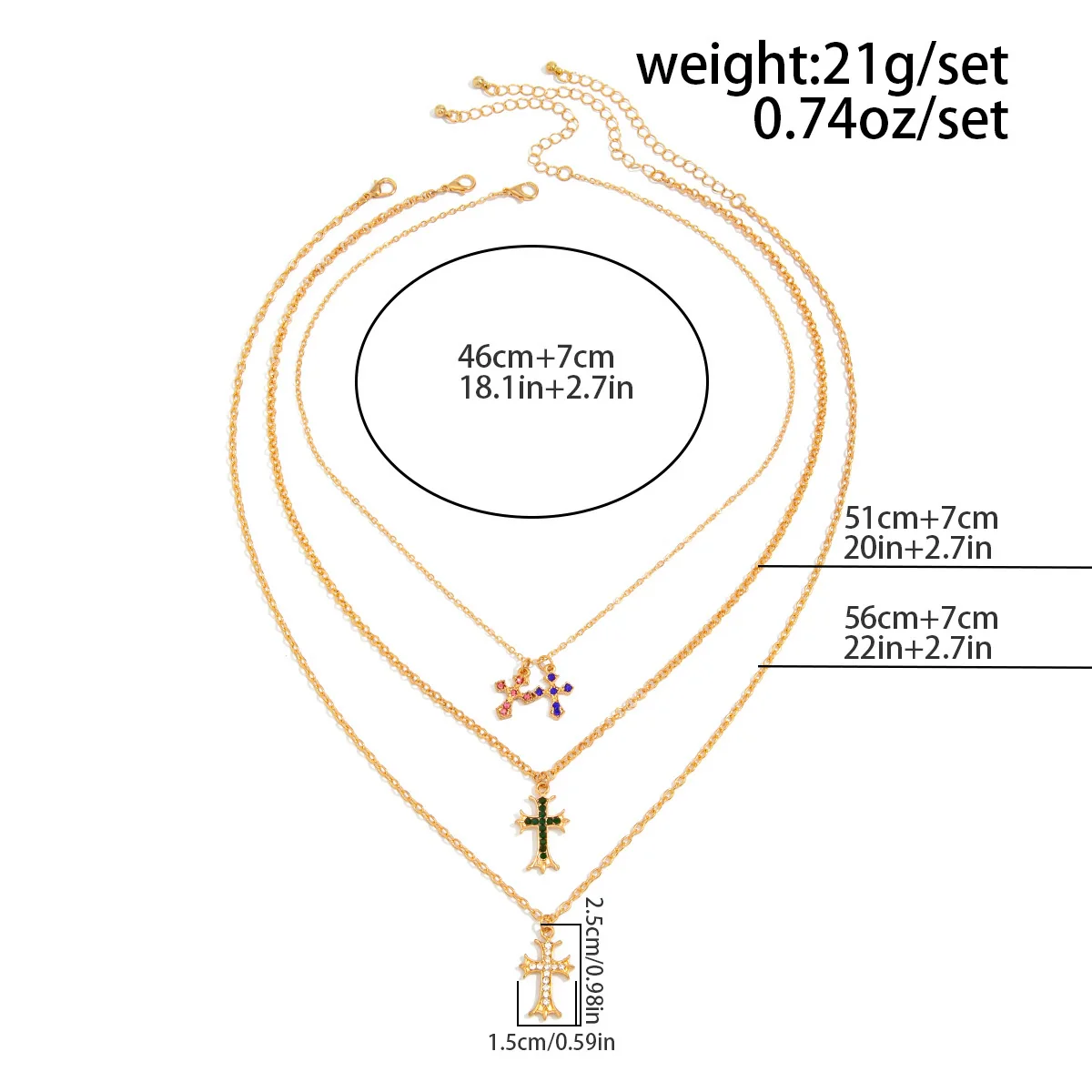 Men's Alloy Geometric Handmade Cross Hiphop Niche Stacked Clavicle Chain Jewelry - Image 6