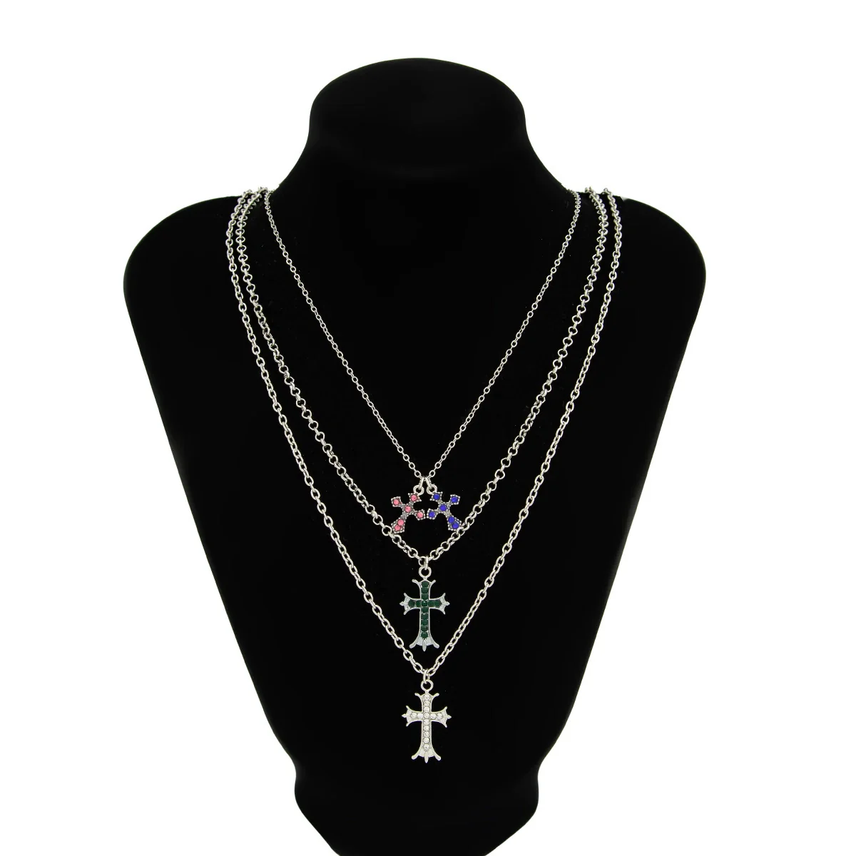 Men's Alloy Geometric Handmade Cross Hiphop Niche Stacked Clavicle Chain Jewelry - Image 7