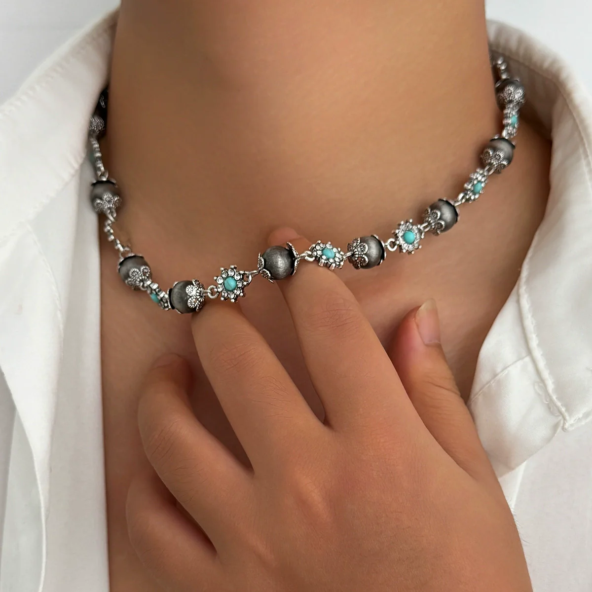 Men's Alloy Geometric Handmade Hiphop Fashion Diamondencrusted Necklace - Image 3
