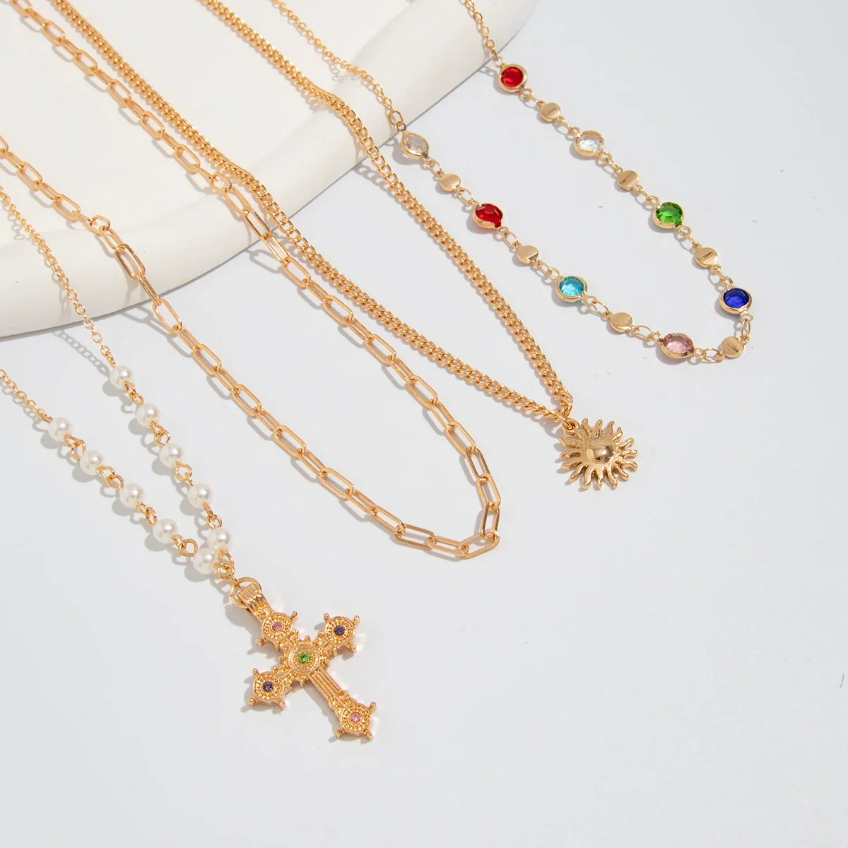 Men's Alloy Geometric Handmade Hiphop Fashion Sun Pendant Clavicle Chain Necklace Jewelry - Image 4