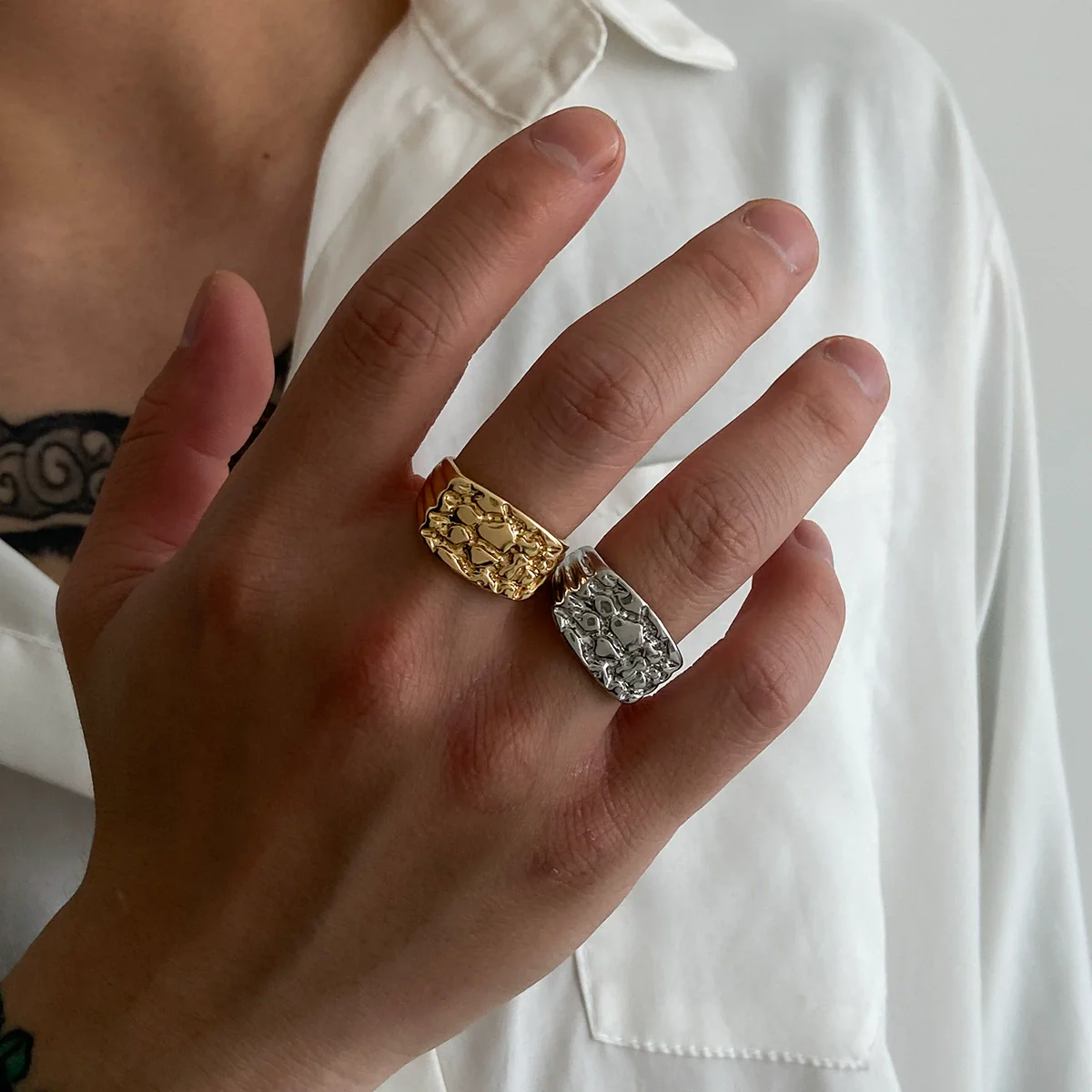 Men's Alloy Geometric Minimalist Hiphop Fashion Ring With Electroplating Design
