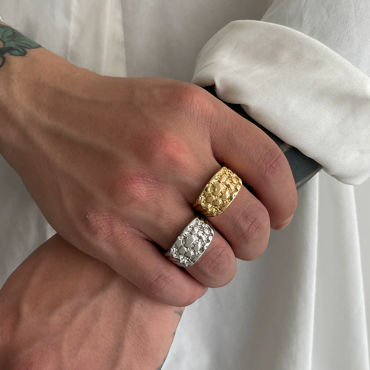 Men's Alloy Geometric Minimalist Hiphop Fashion Ring With Electroplating Design - Image 3