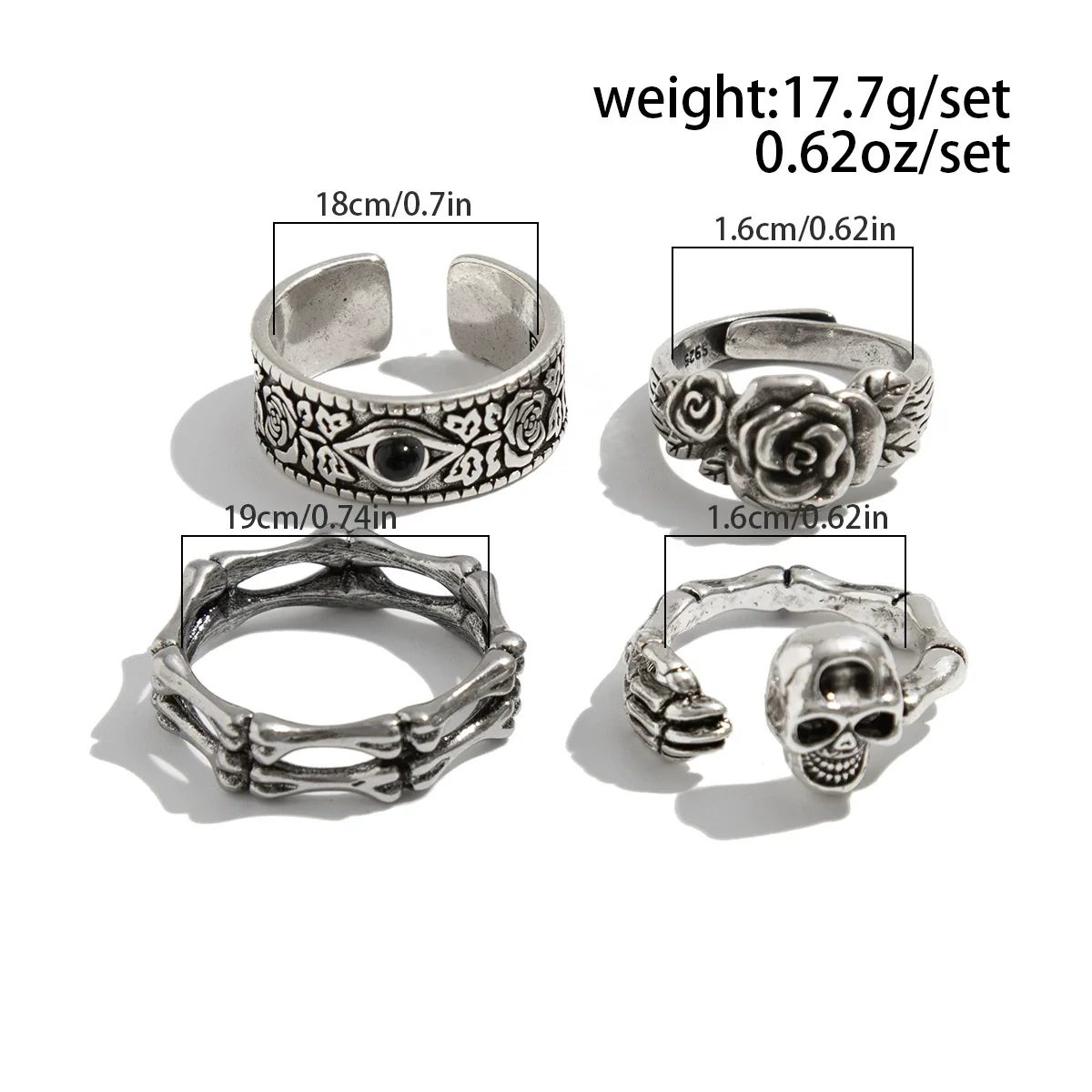 Men's Alloy Geometric Skull Ghost Claw Ring With Electroplating - Image 6