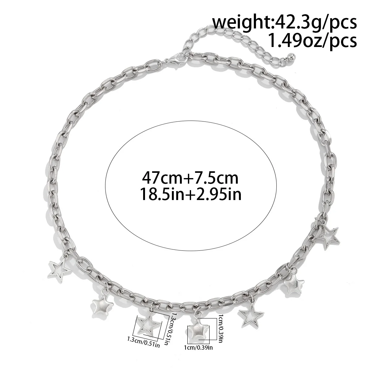 Men's Alloy Handmade Geometric Fivepointed Star Necklace And Bracelet Jewelry - Image 6