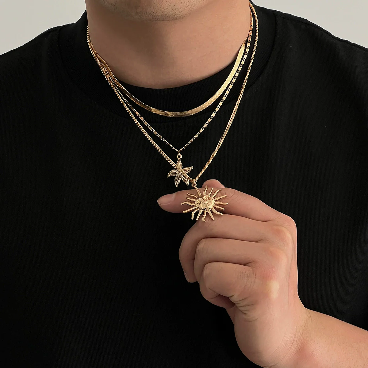 Men's Alloy Handmade Geometric Style Clavicle Chain Necklace - Image 2