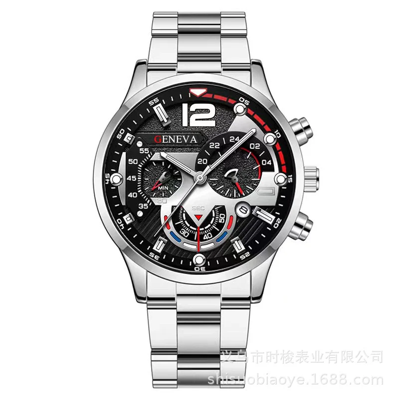 Men's Alloy Iron Stainless Steel Sports Leisure Round Dial Quartz Watch With Luminous Pointer And Calendar - Image 4