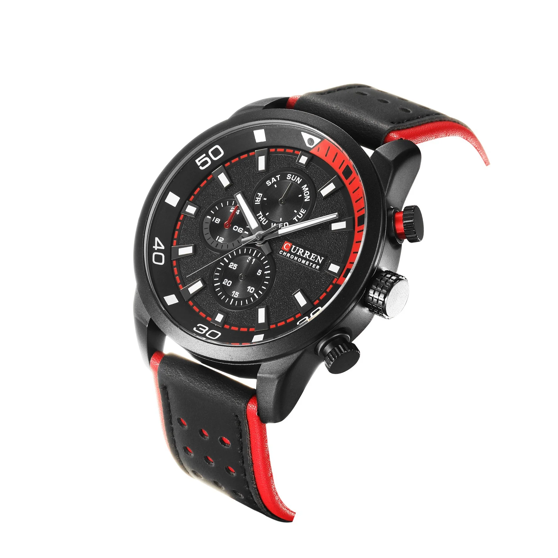 Men's Alloy Leather Quartz Sports Casual Watch With Round Dial Titanium Metal Clasp And Quartz Glass Mirror - Image 5