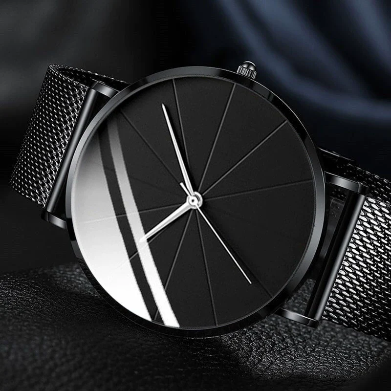 Men's Alloy Mesh Band Casual Round Dial Quartz Watch