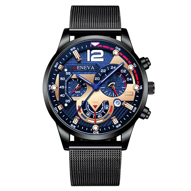 Men's Alloy Milan Belt Quartz Sports Luminous Round Dial Watch