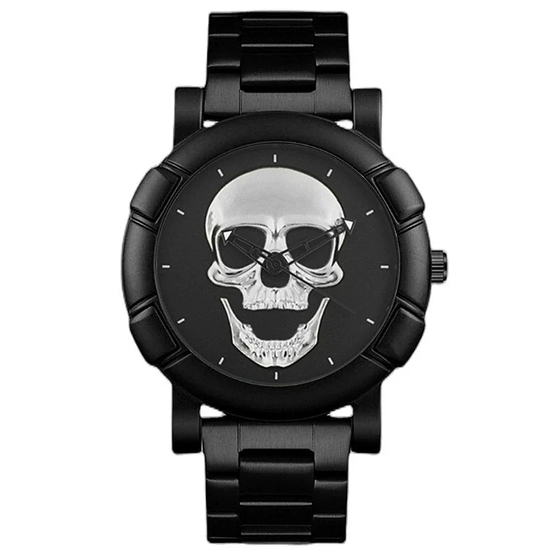 Men's Alloy Pu Strap Round Dial Skull Head Business Style Wrist Watch - Image 5