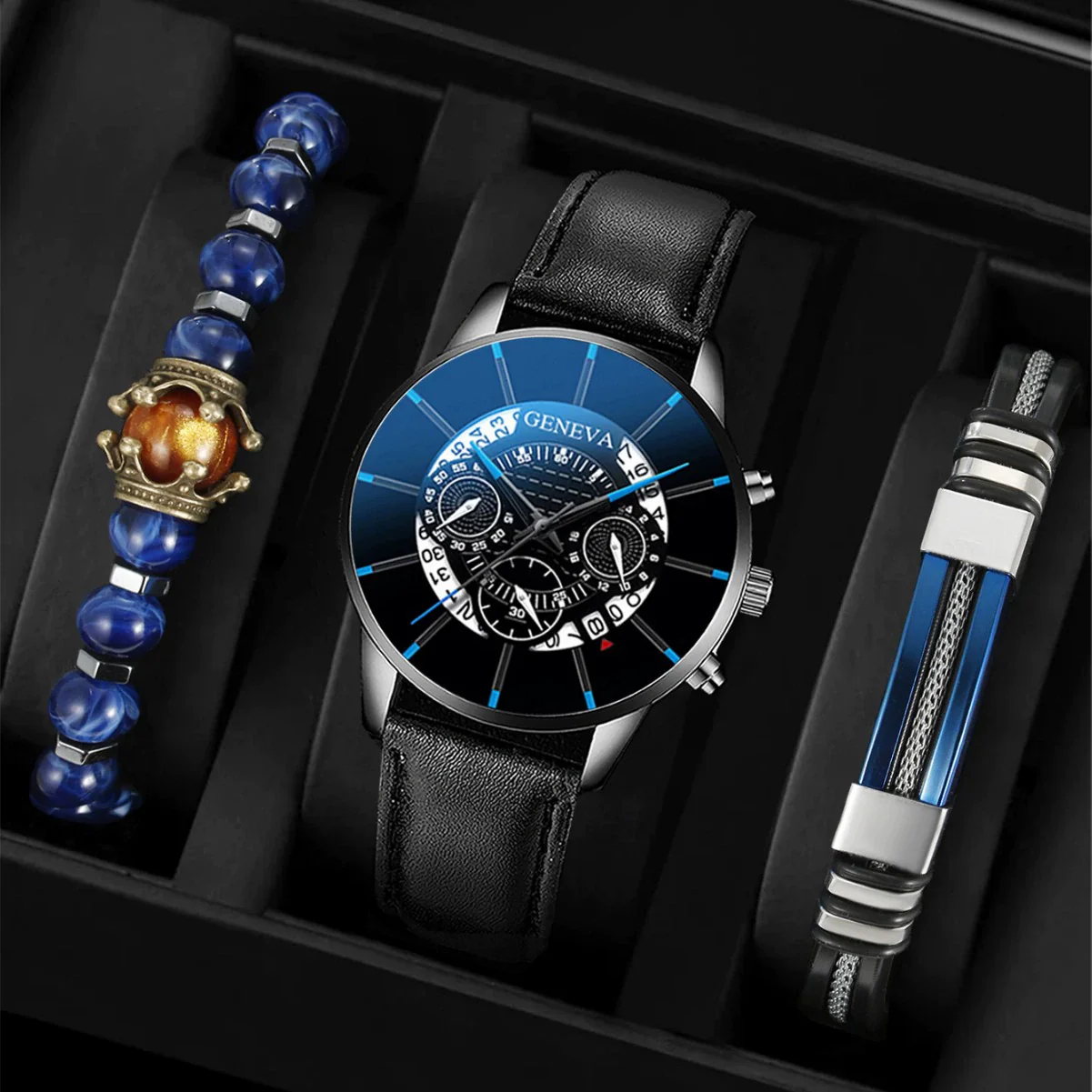 Men's Alloy Quartz Casual Business Round Dial Belt Watch With Stainless Steel Clasp And Imitation Leather Strap - Image 2
