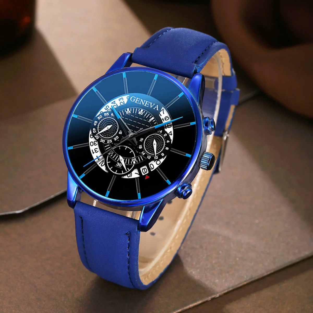 Men's Alloy Quartz Casual Business Round Dial Belt Watch With Stainless Steel Clasp And Imitation Leather Strap - Image 9