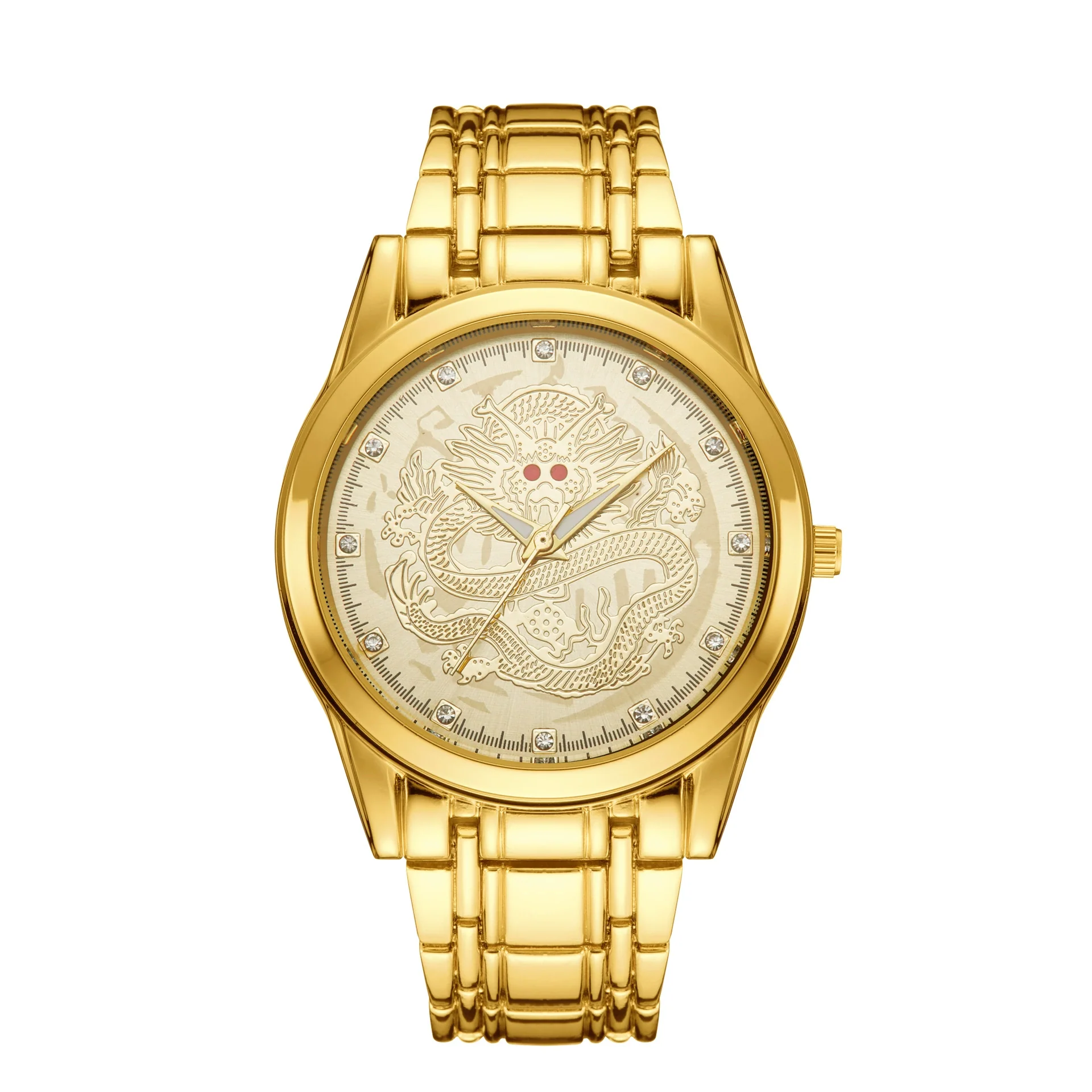 Men's Alloy Quartz Watch With Dragon Design Waterproof Mineral Strengthened Glass Mirror Single Folding Buckle Fashion Style - Image 5