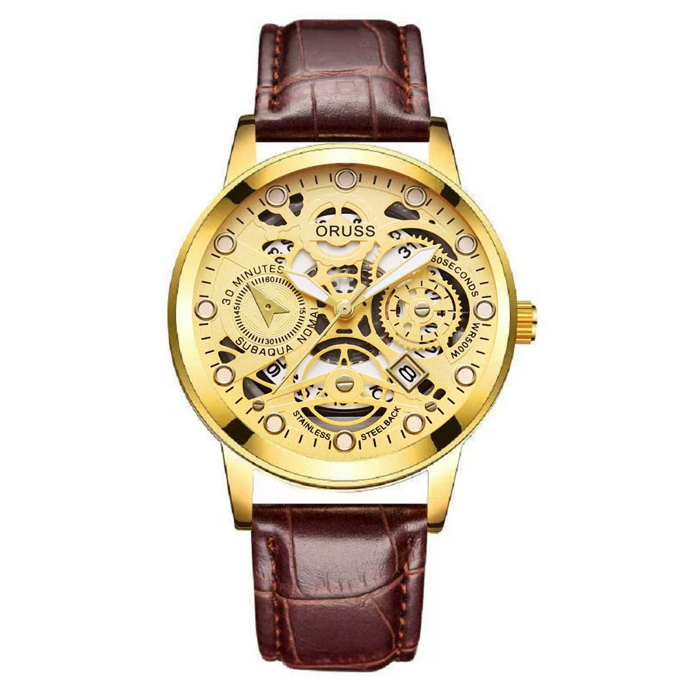 Men's Alloy Quartz Watch With Mineral Reinforced Glass Mirror Round Dial Business Style Waterproof Luminous Hollow Casual - Image 5