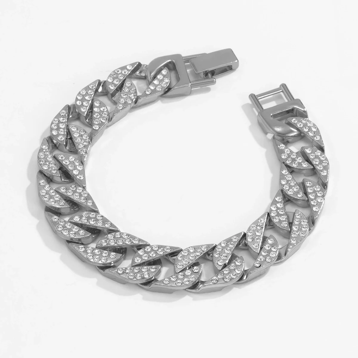 Men's Alloy Rhinestone Geometric Bracelet Trendy Hip Hop Style - Image 4