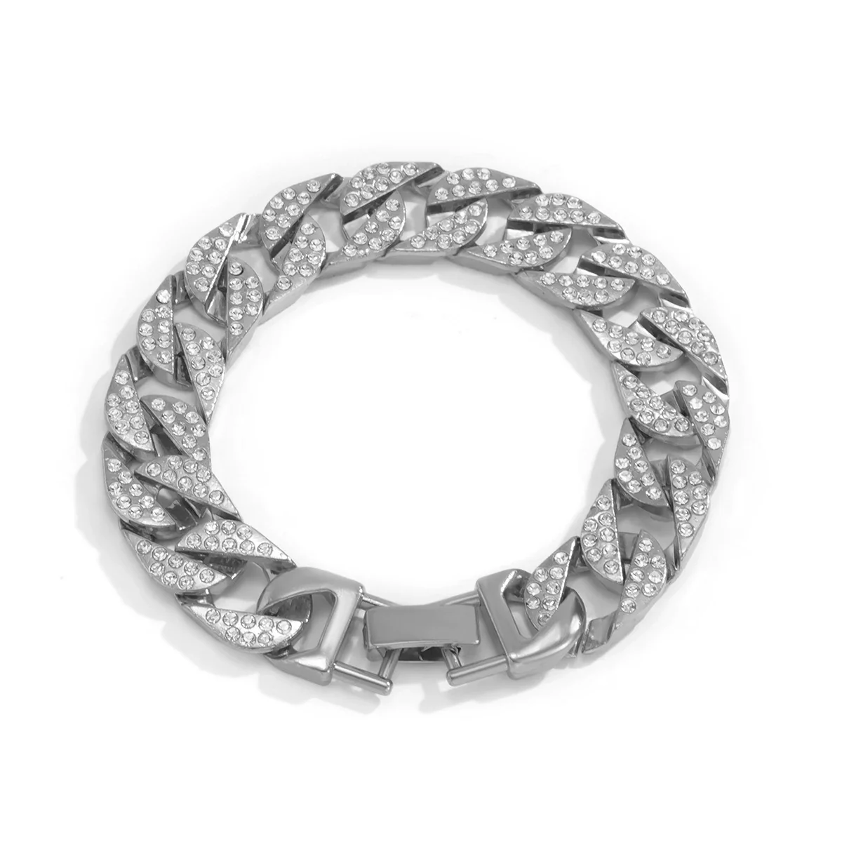 Men's Alloy Rhinestone Geometric Bracelet Trendy Hip Hop Style - Image 5