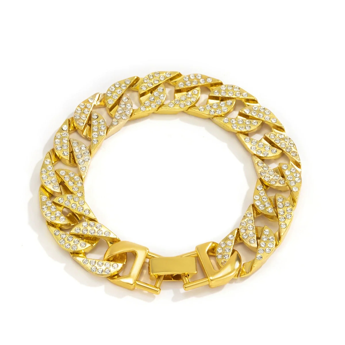 Men's Alloy Rhinestone Geometric Bracelet Trendy Hip Hop Style - Image 6