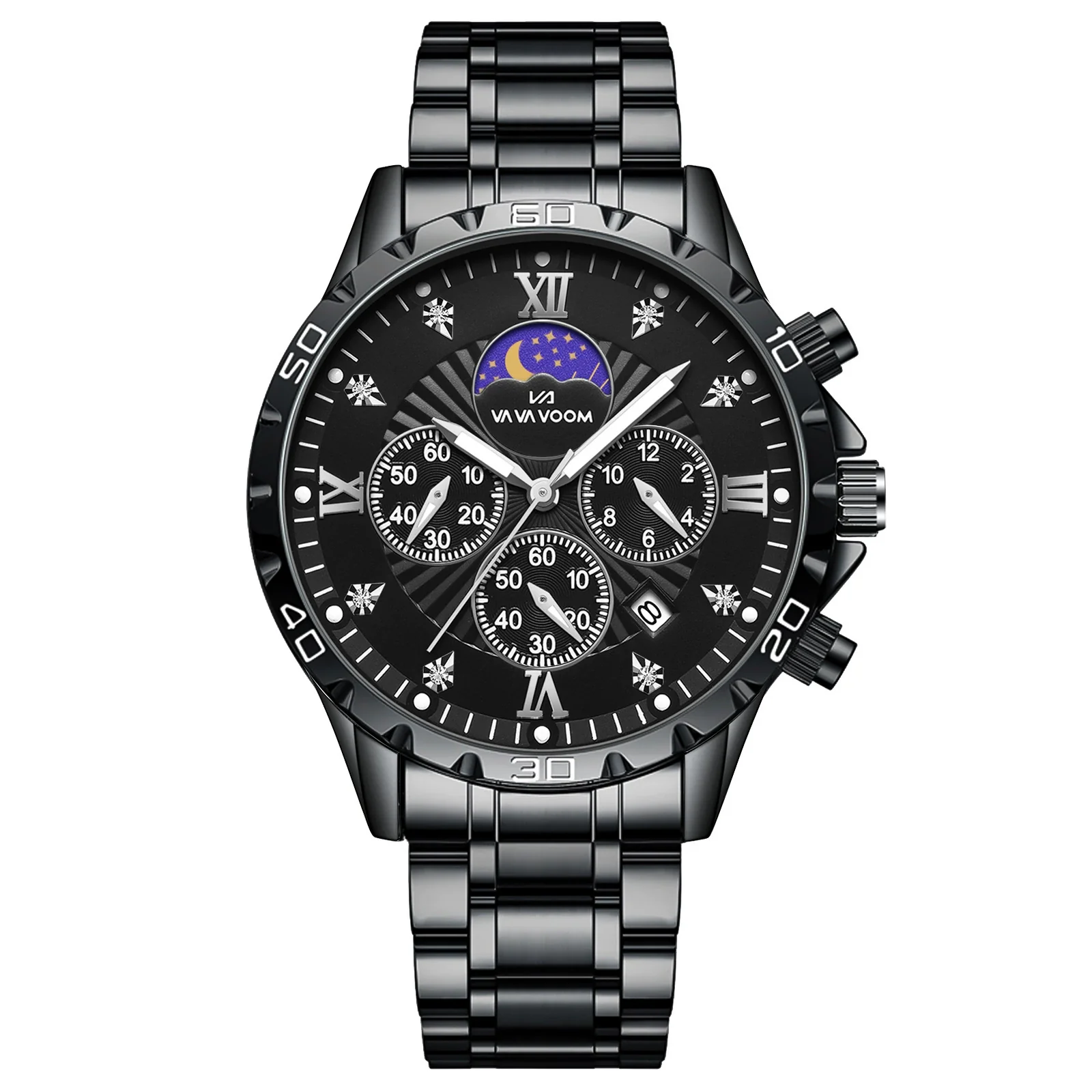 Men's Alloy Stainless Steel Waterproof Luminous Calendar Quartz Watch With Round Dial And Business Style - Image 6