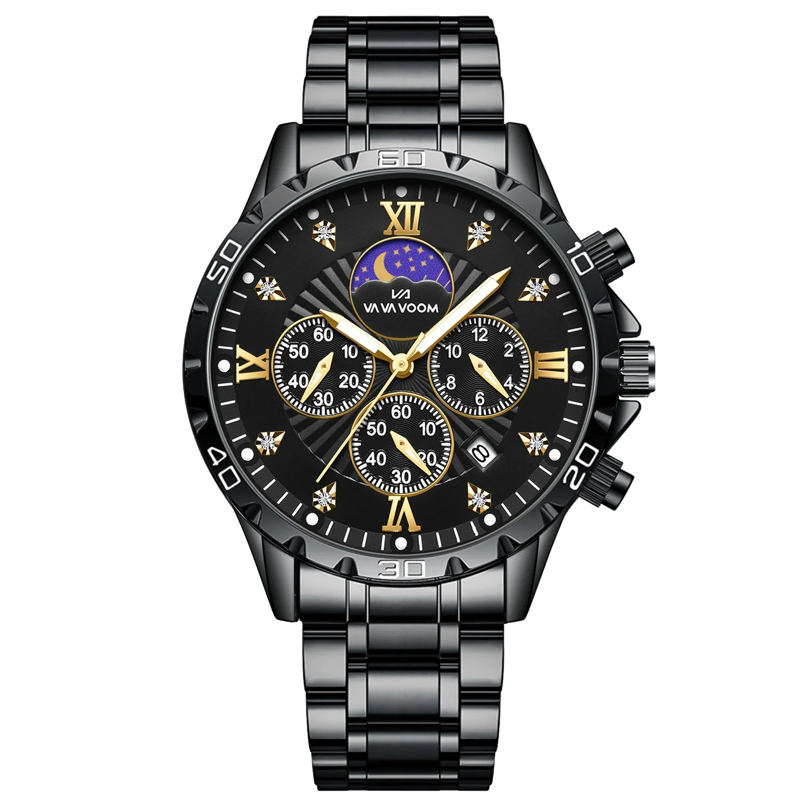 Men's Alloy Stainless Steel Waterproof Luminous Calendar Quartz Watch With Round Dial And Business Style - Image 8