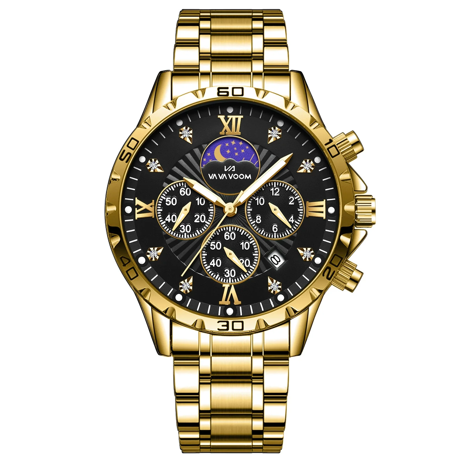 Men's Alloy Stainless Steel Waterproof Luminous Calendar Quartz Watch With Round Dial And Business Style - Image 9