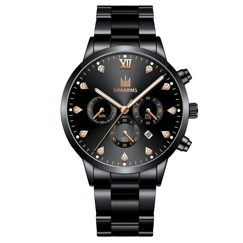 Men's Alloy Steel Band Quartz Watch With Round Dial And Single Folding Buckle Business Style - Image 10