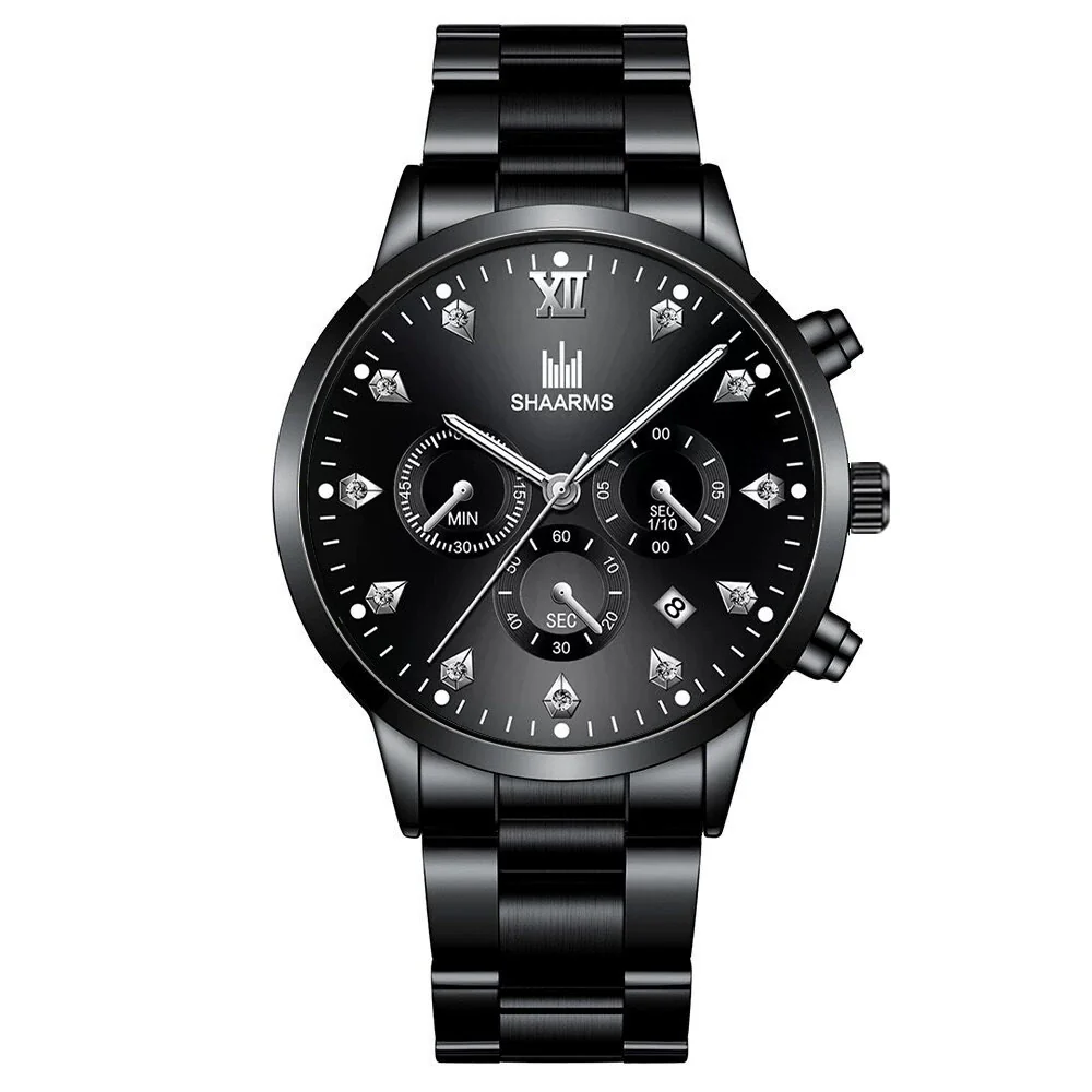 Men's Alloy Steel Band Quartz Watch With Round Dial And Single Folding Buckle Business Style - Image 11